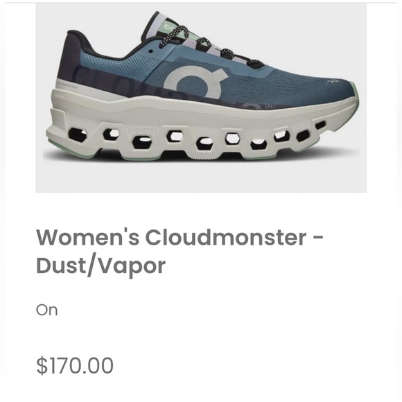 On Running Shoes - On Cloudmonster Womens Size 6M Dust/Vapor 61.98081 Worn 1x Indoors 99% New